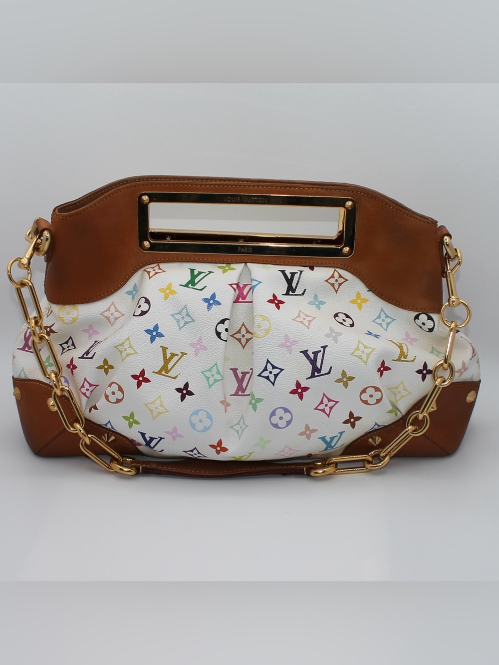 Louis Vuitton Monogram Multicolore Judy MM White Shoulder Bag Takashi Murakami